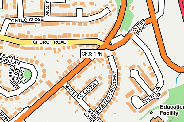 CF38 1PN map - OS OpenMap – Local (Ordnance Survey)