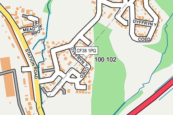 CF38 1PQ map - OS OpenMap – Local (Ordnance Survey)