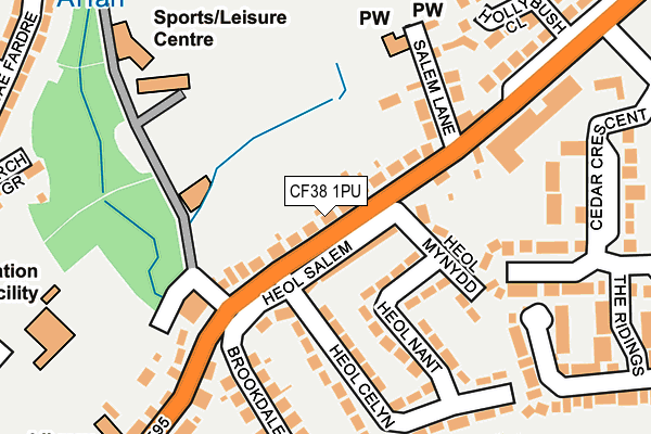 CF38 1PU map - OS OpenMap – Local (Ordnance Survey)