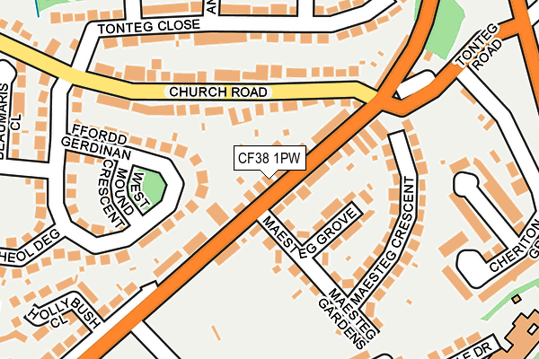 CF38 1PW map - OS OpenMap – Local (Ordnance Survey)