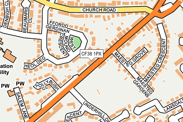 CF38 1PX map - OS OpenMap – Local (Ordnance Survey)