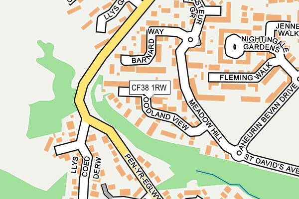 CF38 1RW map - OS OpenMap – Local (Ordnance Survey)