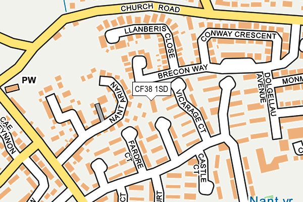 CF38 1SD map - OS OpenMap – Local (Ordnance Survey)