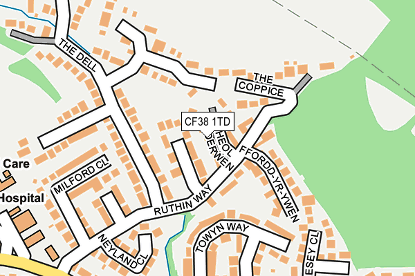 CF38 1TD map - OS OpenMap – Local (Ordnance Survey)