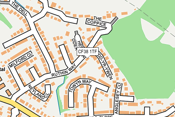 CF38 1TF map - OS OpenMap – Local (Ordnance Survey)