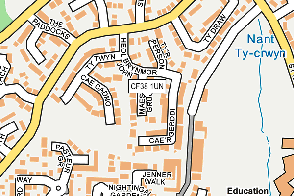 CF38 1UN map - OS OpenMap – Local (Ordnance Survey)