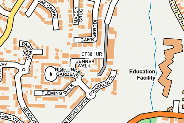 CF38 1UR map - OS OpenMap – Local (Ordnance Survey)