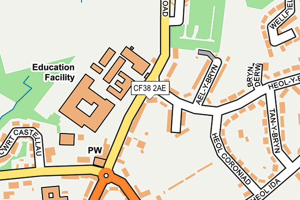 CF38 2AE map - OS OpenMap – Local (Ordnance Survey)