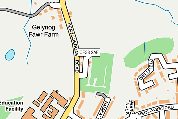 CF38 2AF map - OS OpenMap – Local (Ordnance Survey)