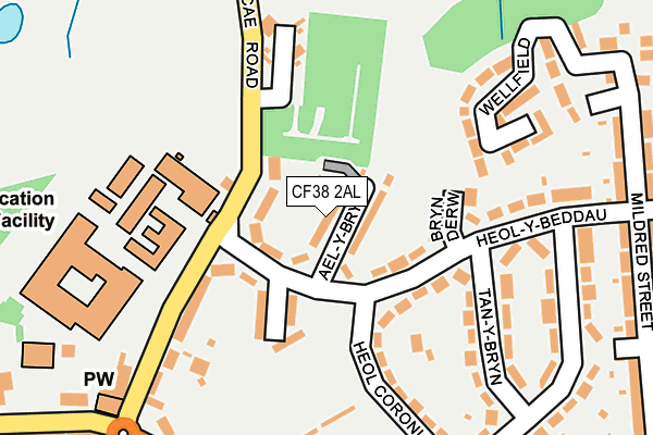 CF38 2AL map - OS OpenMap – Local (Ordnance Survey)