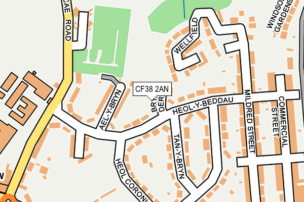 CF38 2AN map - OS OpenMap – Local (Ordnance Survey)