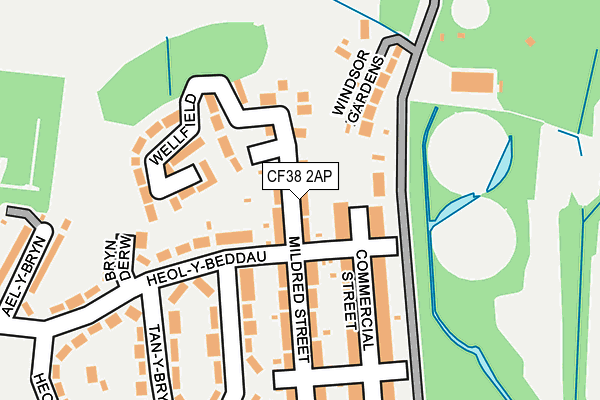 CF38 2AP map - OS OpenMap – Local (Ordnance Survey)