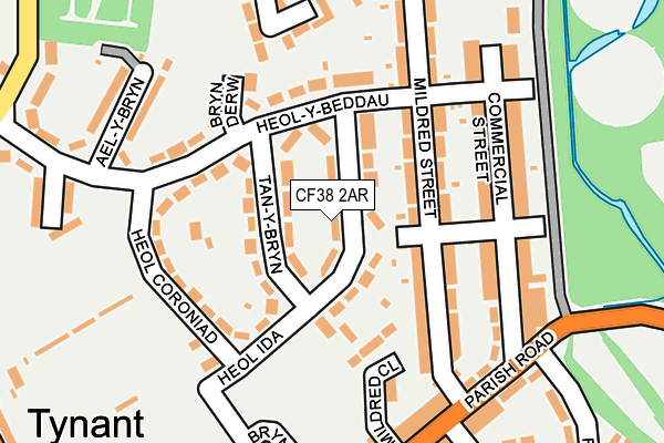 CF38 2AR map - OS OpenMap – Local (Ordnance Survey)