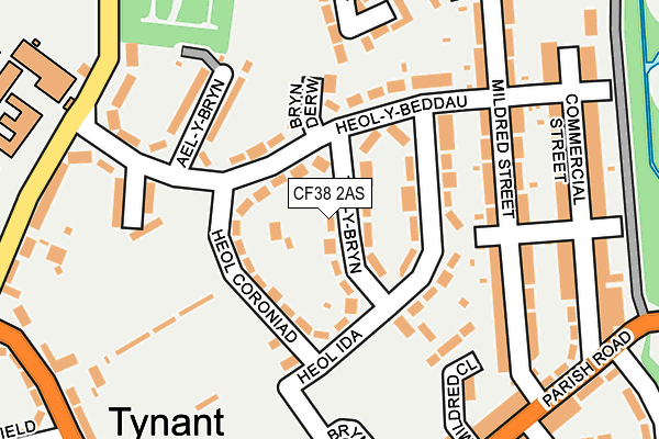 CF38 2AS map - OS OpenMap – Local (Ordnance Survey)