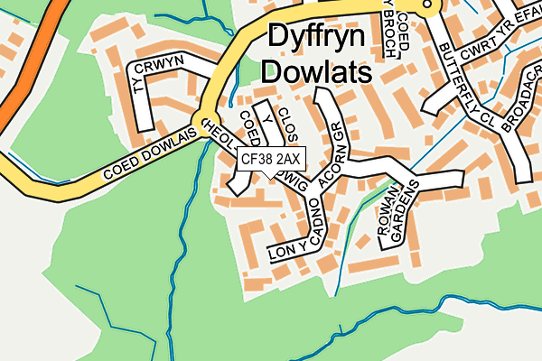 CF38 2AX map - OS OpenMap – Local (Ordnance Survey)