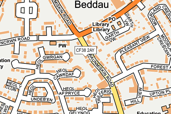 CF38 2AY map - OS OpenMap – Local (Ordnance Survey)