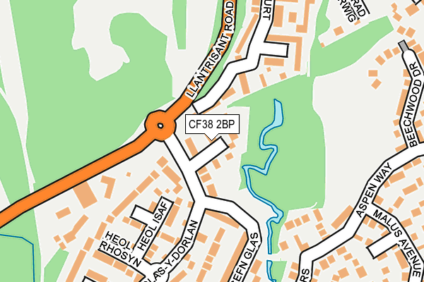 CF38 2BP map - OS OpenMap – Local (Ordnance Survey)