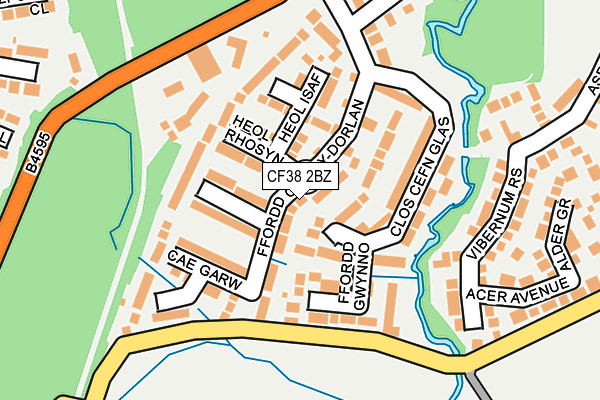 CF38 2BZ map - OS OpenMap – Local (Ordnance Survey)