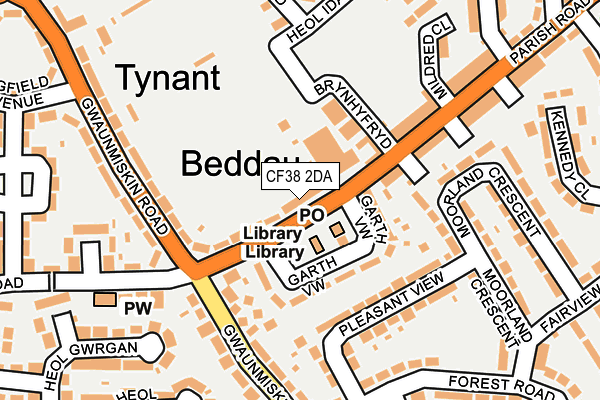 CF38 2DA map - OS OpenMap – Local (Ordnance Survey)