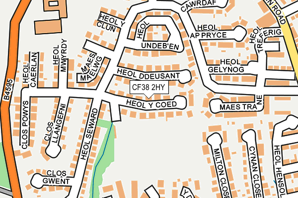 CF38 2HY map - OS OpenMap – Local (Ordnance Survey)