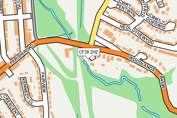 CF38 2HZ map - OS OpenMap – Local (Ordnance Survey)