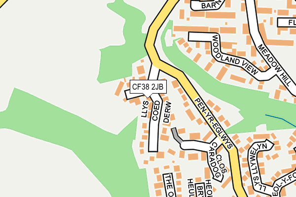 CF38 2JB map - OS OpenMap – Local (Ordnance Survey)