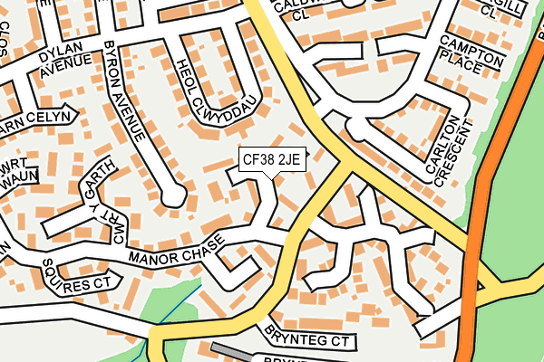 CF38 2JE map - OS OpenMap – Local (Ordnance Survey)