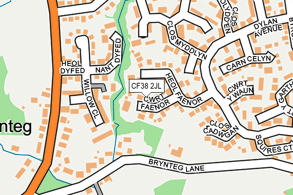 CF38 2JL map - OS OpenMap – Local (Ordnance Survey)