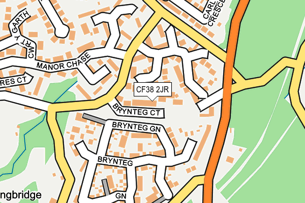 CF38 2JR map - OS OpenMap – Local (Ordnance Survey)