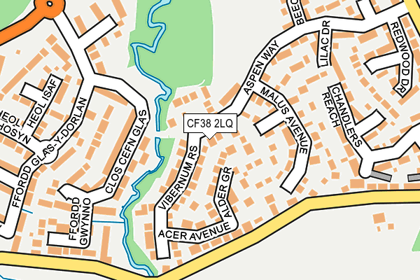 CF38 2LQ map - OS OpenMap – Local (Ordnance Survey)