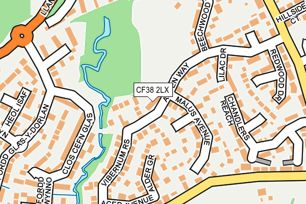 CF38 2LX map - OS OpenMap – Local (Ordnance Survey)