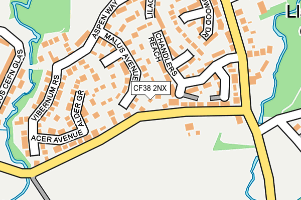 CF38 2NX map - OS OpenMap – Local (Ordnance Survey)