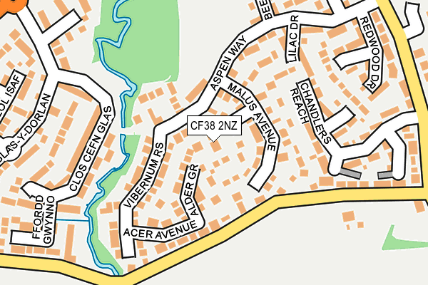 CF38 2NZ map - OS OpenMap – Local (Ordnance Survey)