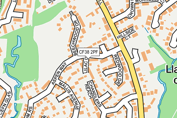 CF38 2PF map - OS OpenMap – Local (Ordnance Survey)