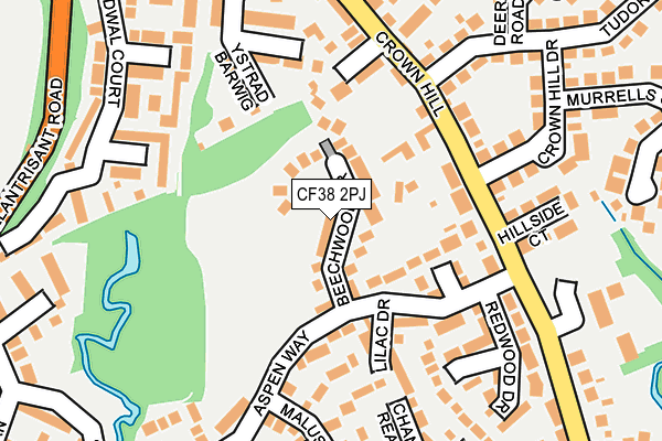 CF38 2PJ map - OS OpenMap – Local (Ordnance Survey)