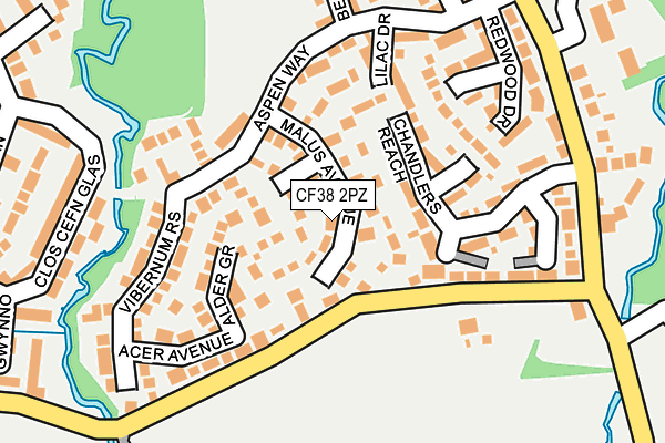 CF38 2PZ map - OS OpenMap – Local (Ordnance Survey)