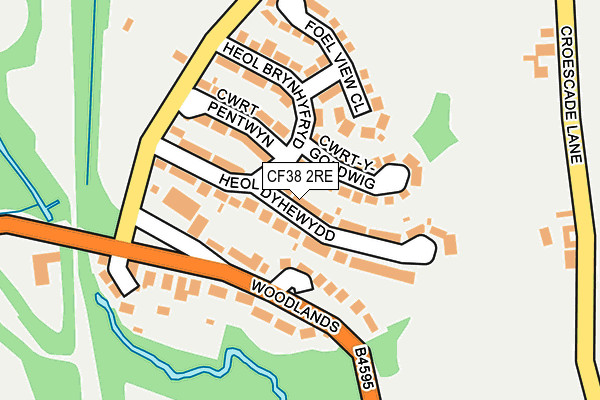 CF38 2RE map - OS OpenMap – Local (Ordnance Survey)