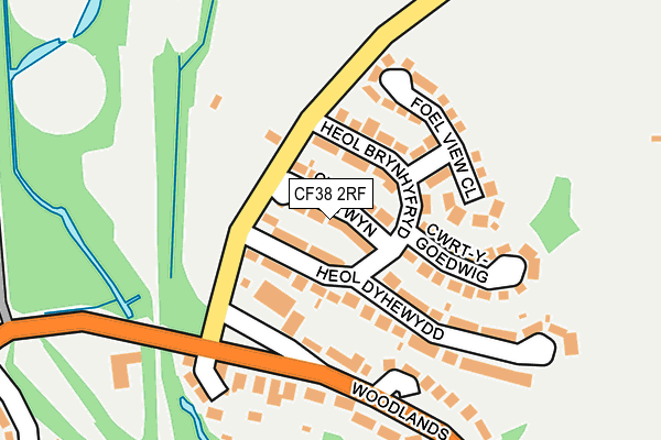 CF38 2RF map - OS OpenMap – Local (Ordnance Survey)