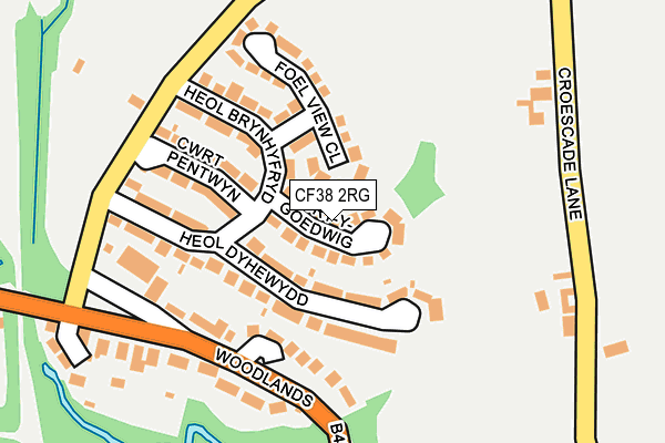 CF38 2RG map - OS OpenMap – Local (Ordnance Survey)