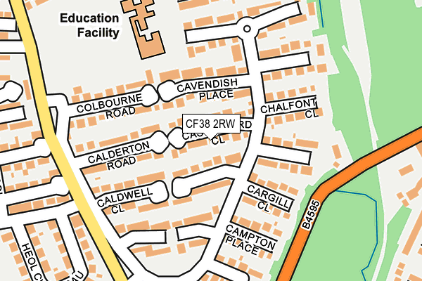 CF38 2RW map - OS OpenMap – Local (Ordnance Survey)