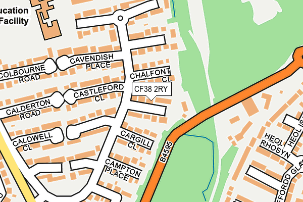 CF38 2RY map - OS OpenMap – Local (Ordnance Survey)