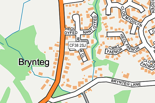 CF38 2SJ map - OS OpenMap – Local (Ordnance Survey)
