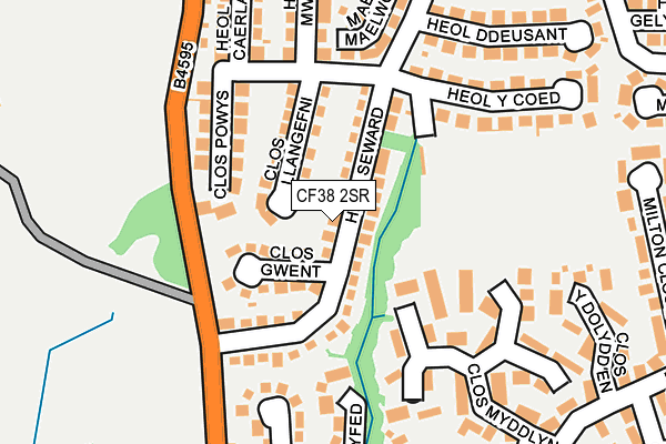 CF38 2SR map - OS OpenMap – Local (Ordnance Survey)