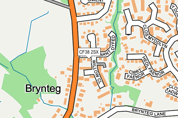 CF38 2SX map - OS OpenMap – Local (Ordnance Survey)