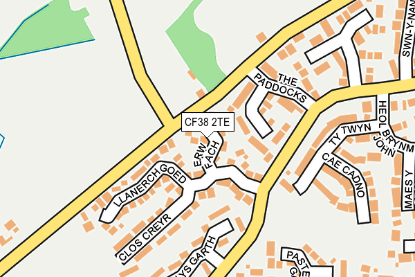 CF38 2TE map - OS OpenMap – Local (Ordnance Survey)