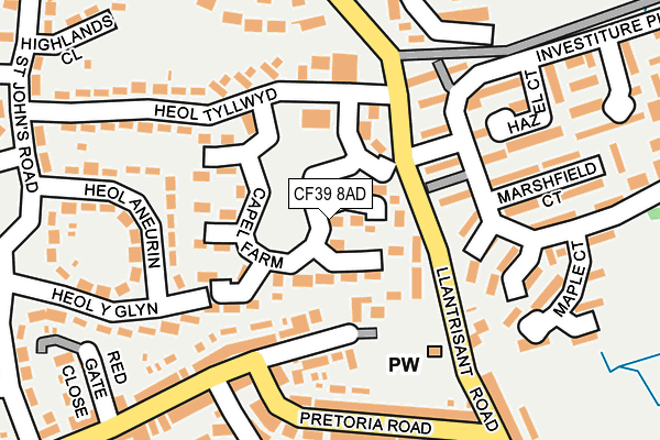 CF39 8AD map - OS OpenMap – Local (Ordnance Survey)