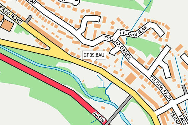 CF39 8AU map - OS OpenMap – Local (Ordnance Survey)