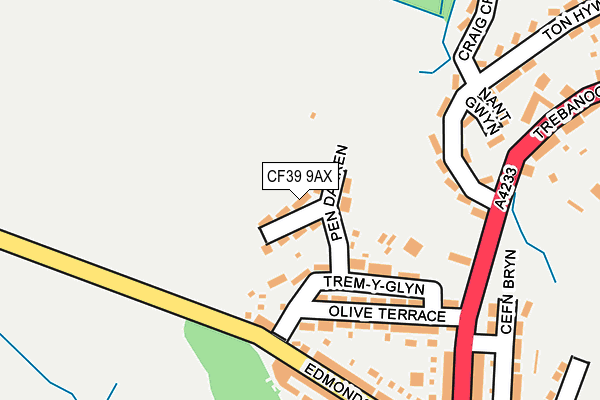 CF39 9AX map - OS OpenMap – Local (Ordnance Survey)