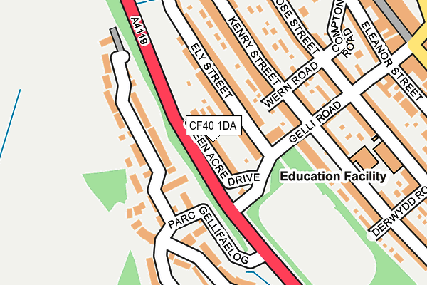 CF40 1DA map - OS OpenMap – Local (Ordnance Survey)