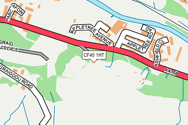 CF40 1HT map - OS OpenMap – Local (Ordnance Survey)